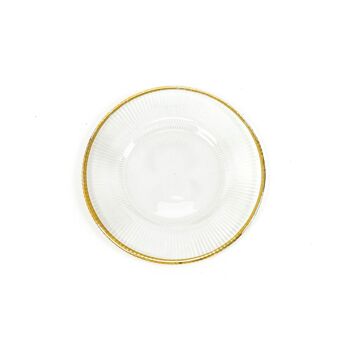 Assiette plate en verre HV avec bord - Transparent/Or - 20.5x2.5 cm 1