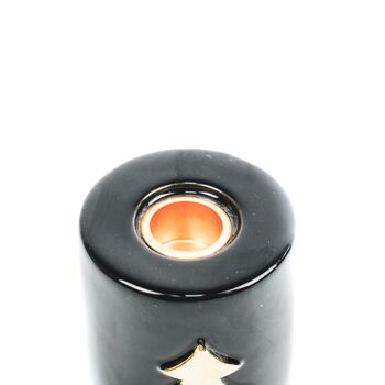 Bougeoir Cylindre Étoile HV - 6x6x8cm - Noir/ Or 2