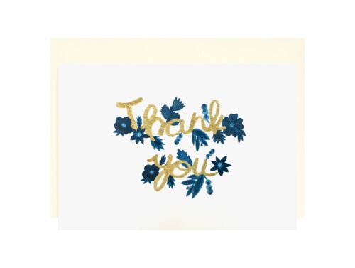 Dark Blue Flowers | Thank You Card