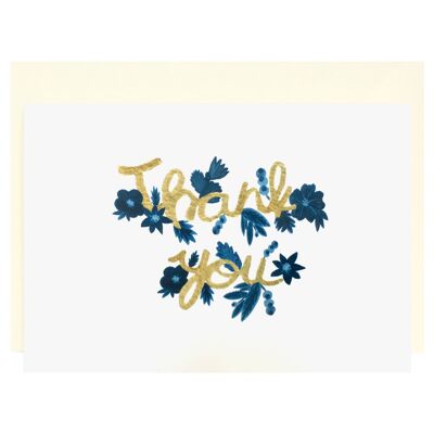 Fleurs bleu foncé | Carte de remerciement
