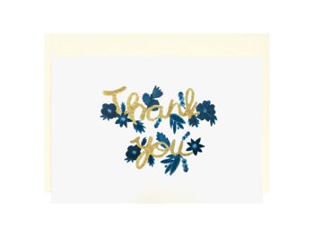 Fleurs bleu foncé | Carte de remerciement 1