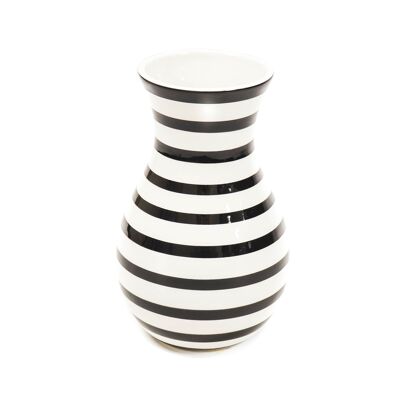 HV Gestreifte Vase – Schwarz/Weiß – 14 x 22 cm