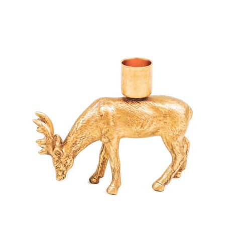 HV Eating Deer Candleholder - 8.5x8x12.5CM - Gold