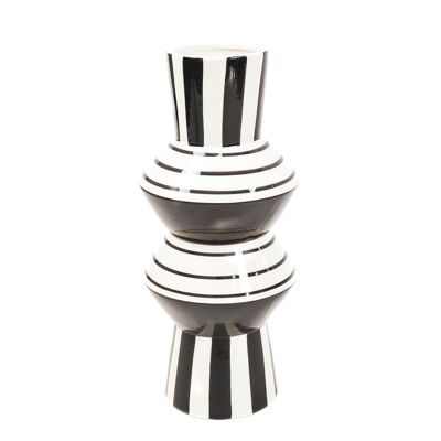 Vase Rayé HV - Noir/Blanc - 16x37,5cm