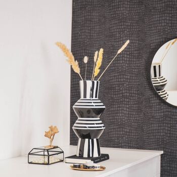 Vase Rayé HV - Noir/Blanc - 16x37,5cm 6