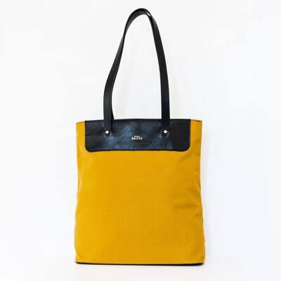 Perfect bag in saffron canvas and black leather