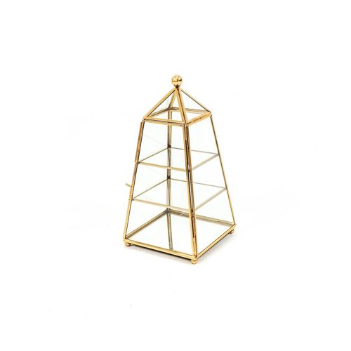 HV Styling cabinet-Messing/Glass-Gold- 15x15x31cm