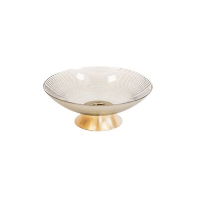 HV Super Bowl con pie dorado - Smokey Glass - 24,5x8,5 cm