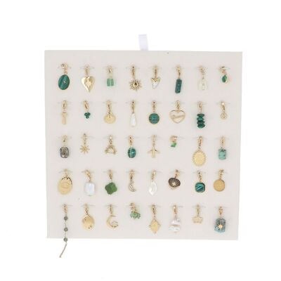Kit of 40 stainless steel charms - green gold - free display / KIT-CH09-0280-D-VERT