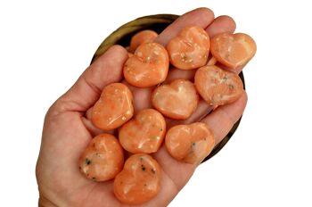 Lot de 10 cœurs de poche en calcite orange (30 mm) 2