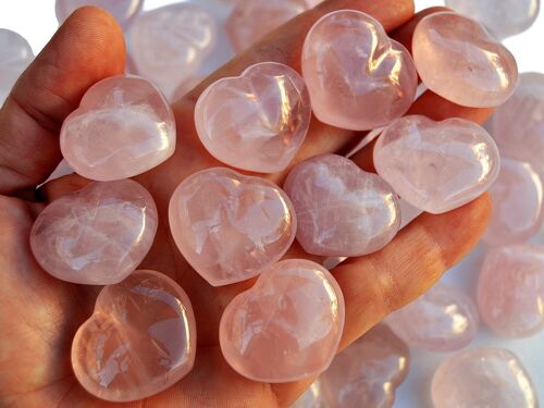 10 Pcs Lot of Pink Quartz Heart Crystal (30mm)
