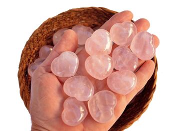 Lot de 10 pièces de cristal de coeur de quartz rose (30 mm) 2