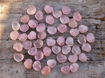 Lot de 10 pièces de cristal de coeur de quartz rose (30 mm) 3