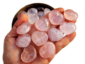 Lot de 10 pièces de cristal de coeur de quartz rose (30 mm) 4