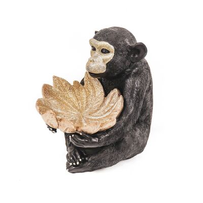 HV Monkey estatua/cesta- Negro-20x22x14cm