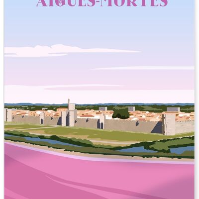 Affiche illustration de la ville de Aigues-Mortes