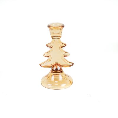 HV-Glas – Weihnachtsbaum – Kerzenhalter – Bernstein – 8,5 x 15,5 cm