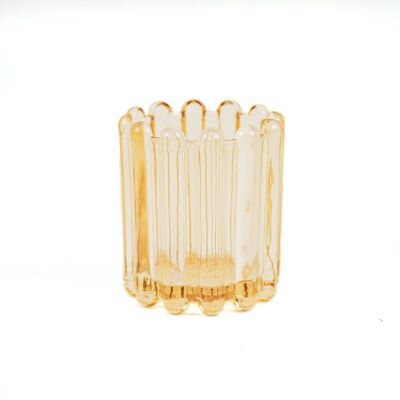 HV Glass Tealightholder - Candleholder - Amber - 9x11cm
