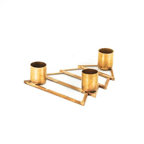 HV Xmas tree candleholder - 3cups - Gold - 11x3x12 cm