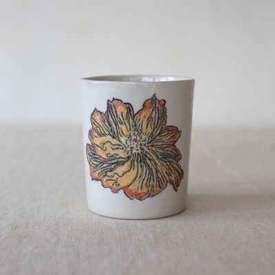 Handbemalte Keramiktasse „Gelbe Blume“