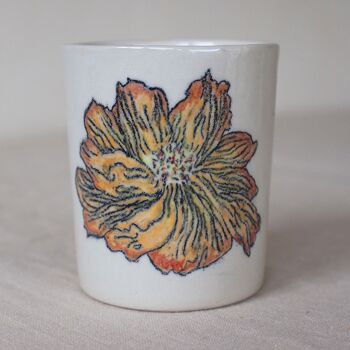 Tasse en céramique peinte à la main "Fleur Jaune" 2