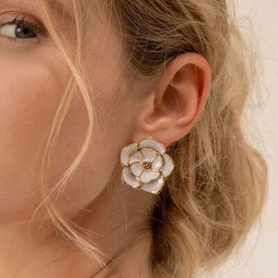 Armeline earrings - enamel flower