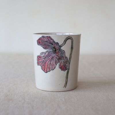 Handbemalte Keramiktasse „Rote Mohnblume“