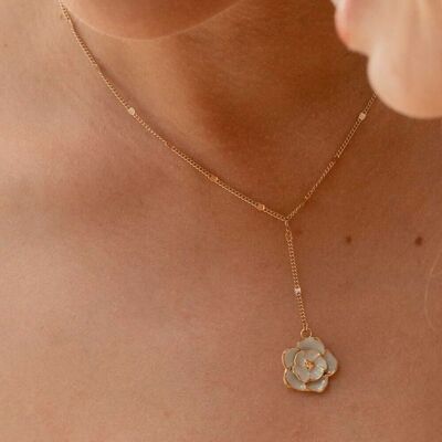 Armeline Y necklace - enamel flower