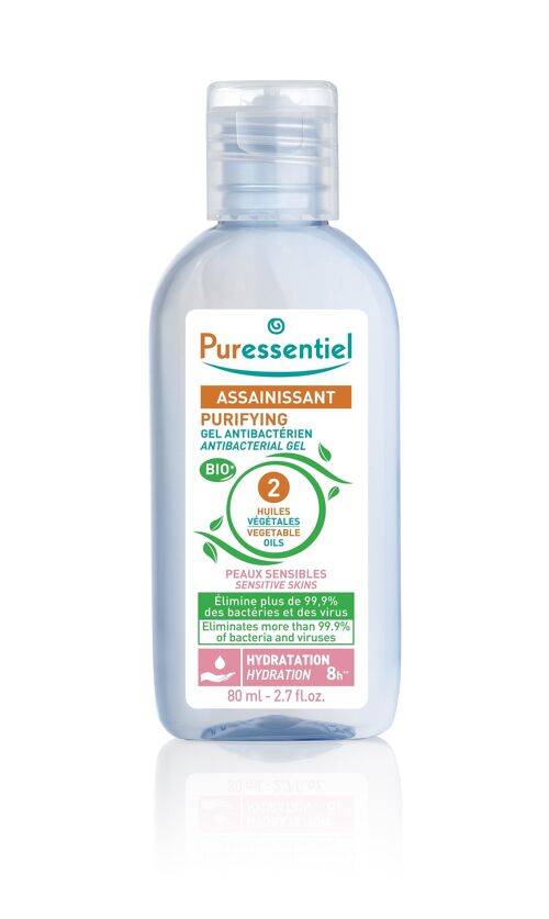 Gel Antibactérien Assainissant "Peaux sensibles" aux 2 Huiles Végétales BIO - 80 ml