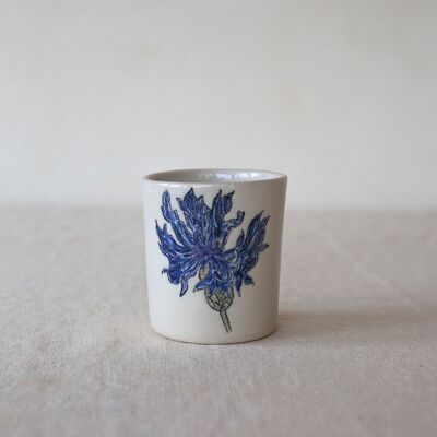 Kleine handbemalte Keramiktasse „Distel“