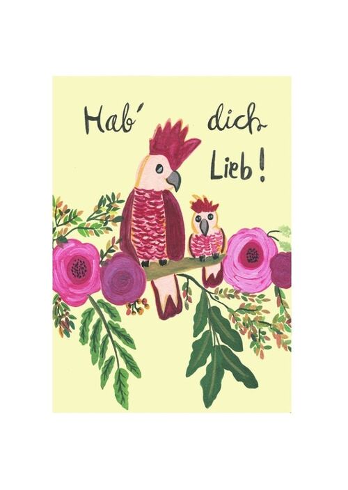 Rote Papageien | Liebe & Freundschaftskarte
