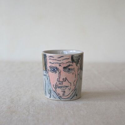 Small hand-painted ceramic mug "Face"