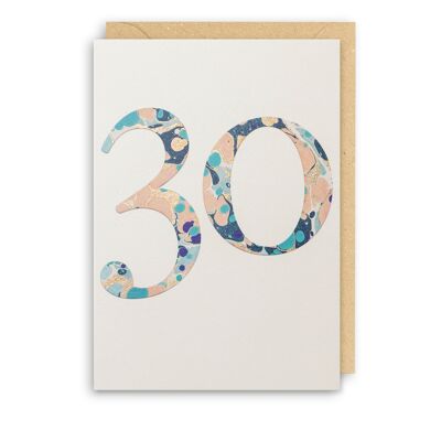 Carte d'anniversaire 30 en marbre