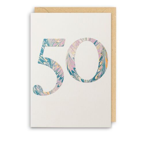 Marble 50 Birthday Card