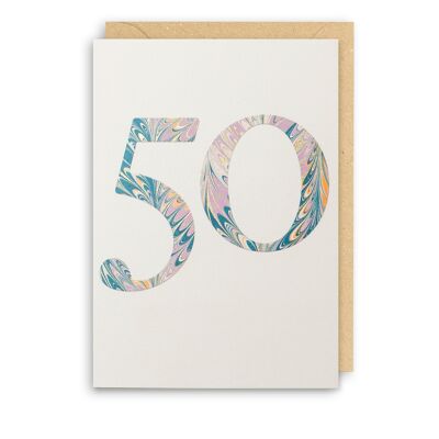 Carte d'anniversaire 50 en marbre