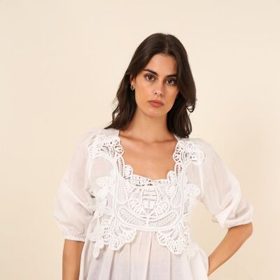 Marie blouse in light cotton & lace - CK08206