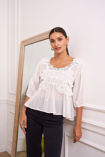 Blouse Marie en coton léger & dentelle - CK08206 1