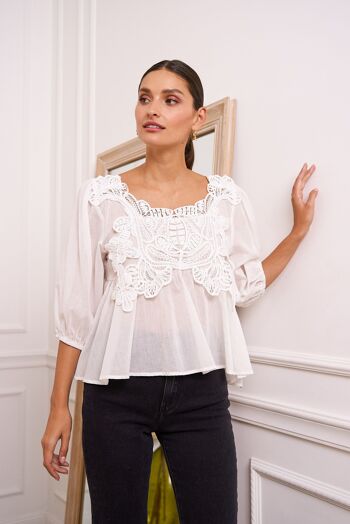 Blouse Marie en coton léger & dentelle - CK08206 2