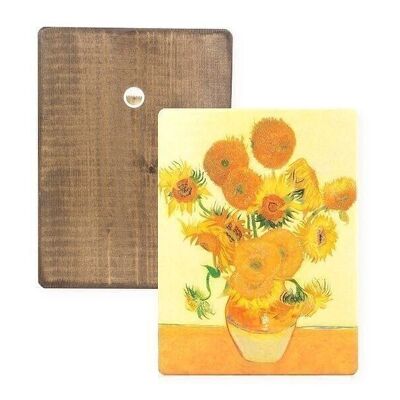 Reproduktion auf ökologischem Holz, 30x19cm, Sonnenblumen, van Gogh