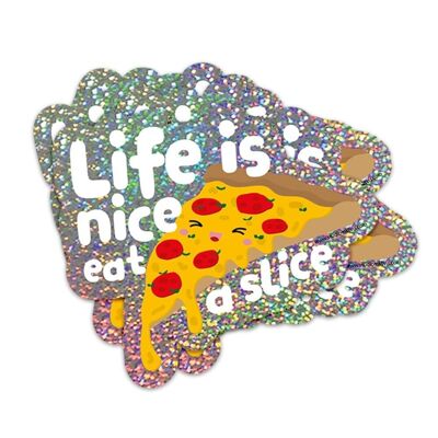 Adesivo glitterato Pizza La vita è bella