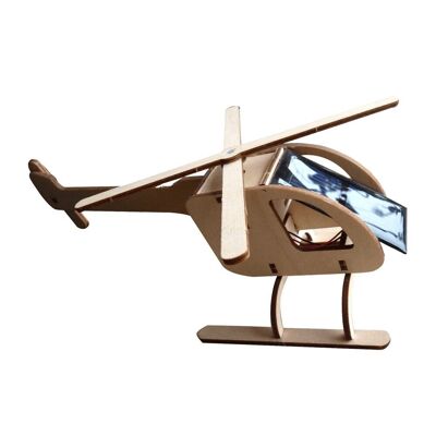 Large Solar Powered Wooden Helicopter