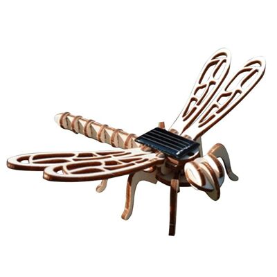 Modelo de madera artesanal de libélula solar animada