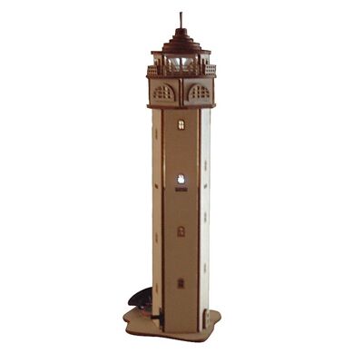 Grand Phare Solaire Lumineux en Bois