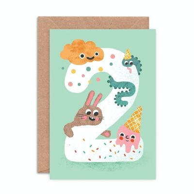 Crazy Critters Age Two Greeting Card