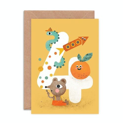 Crazy Critters Age Four Greeting Card