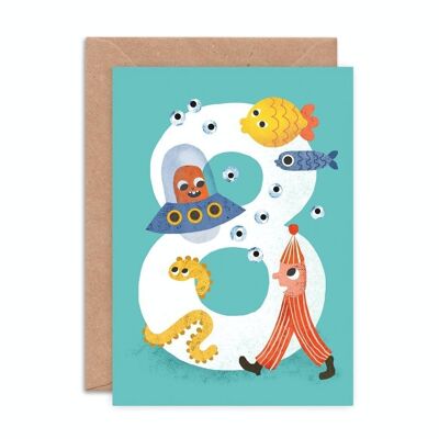 Crazy Critters Age Eight Greeting Card