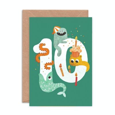 Crazy Critters Age Ten Greeting Card