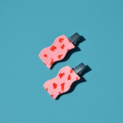 Fermaglio per capelli Wiggle Wave Geo rosa, stampa mucca