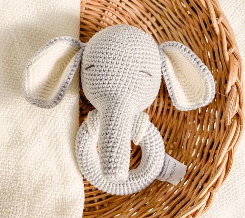Crochet Elephant Rattle / UKCA-CE Certified