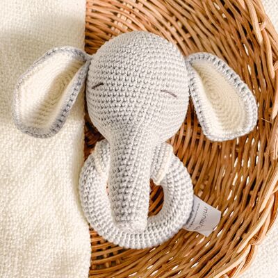 Hochet éléphant en crochet / Certifié UKCA-CE